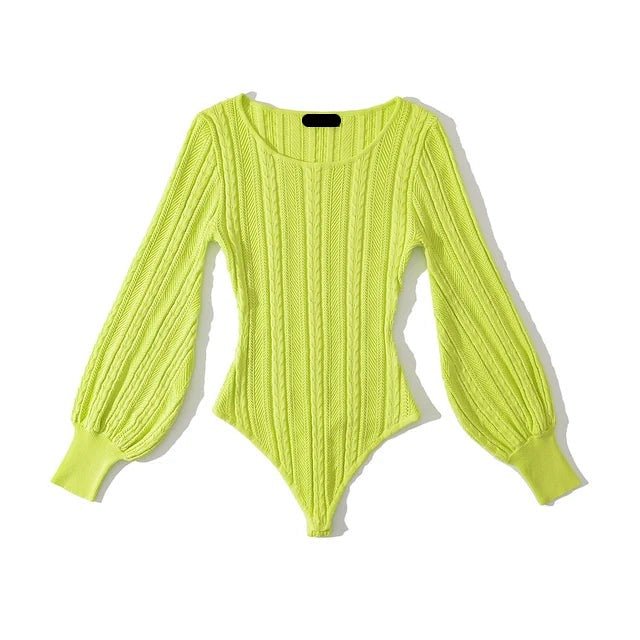 Puff Sleeves Knit Bodysuit