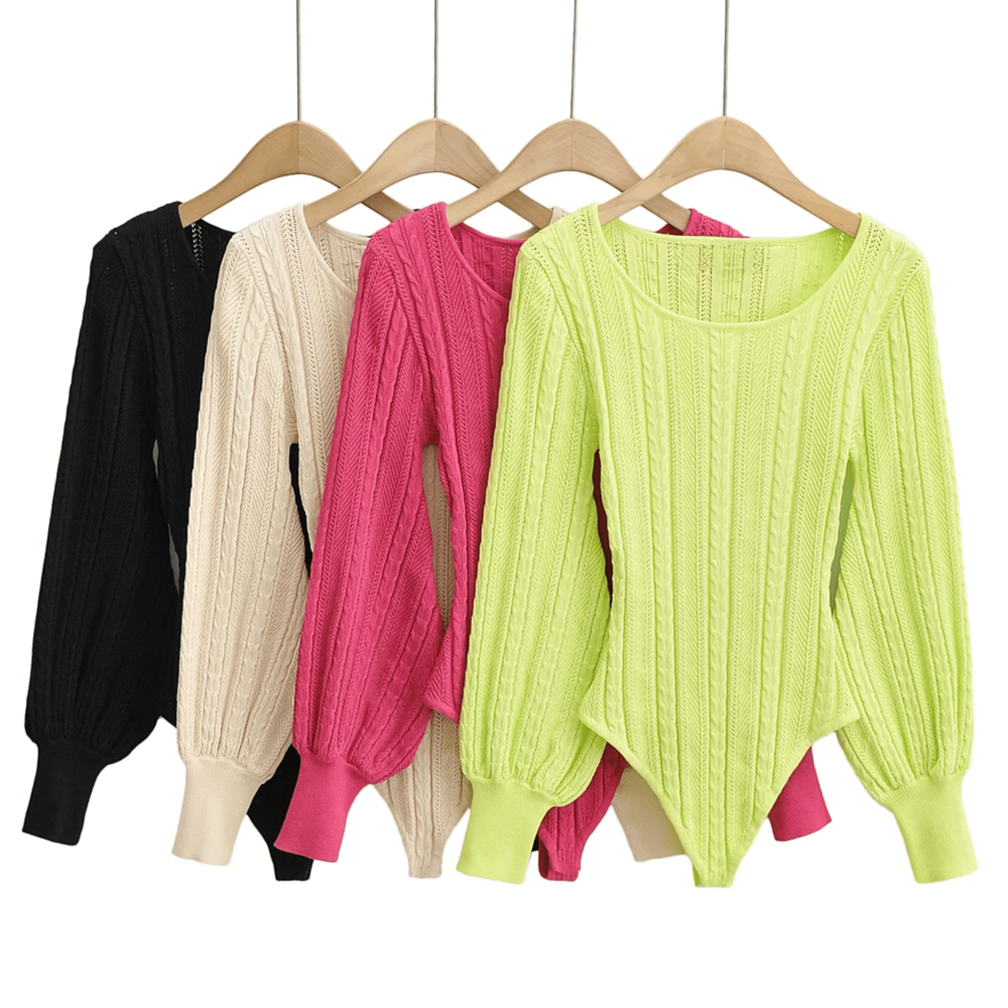 Puff Sleeves Knit Bodysuit