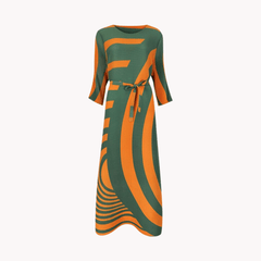 Pumpkin Swirl Pleated Dress