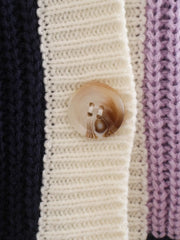 Purple Color Block Cardigan