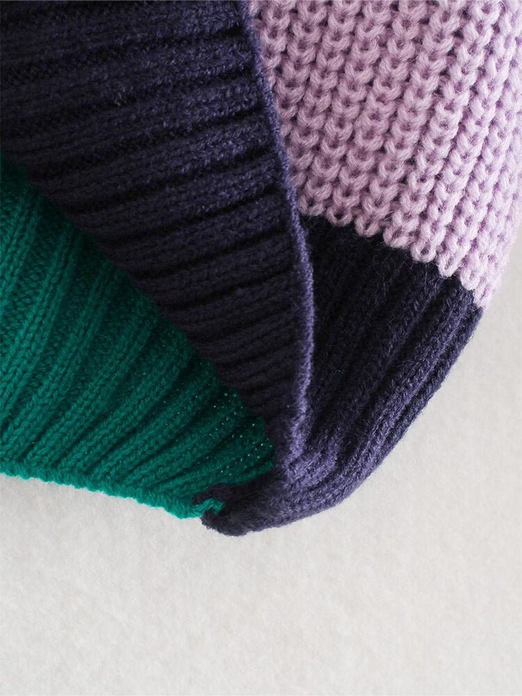 Purple Color Block Cardigan