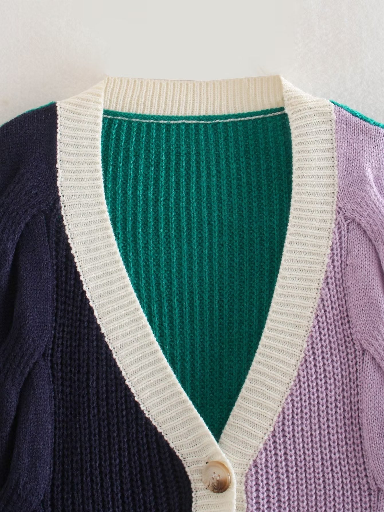 Purple Color Block Cardigan
