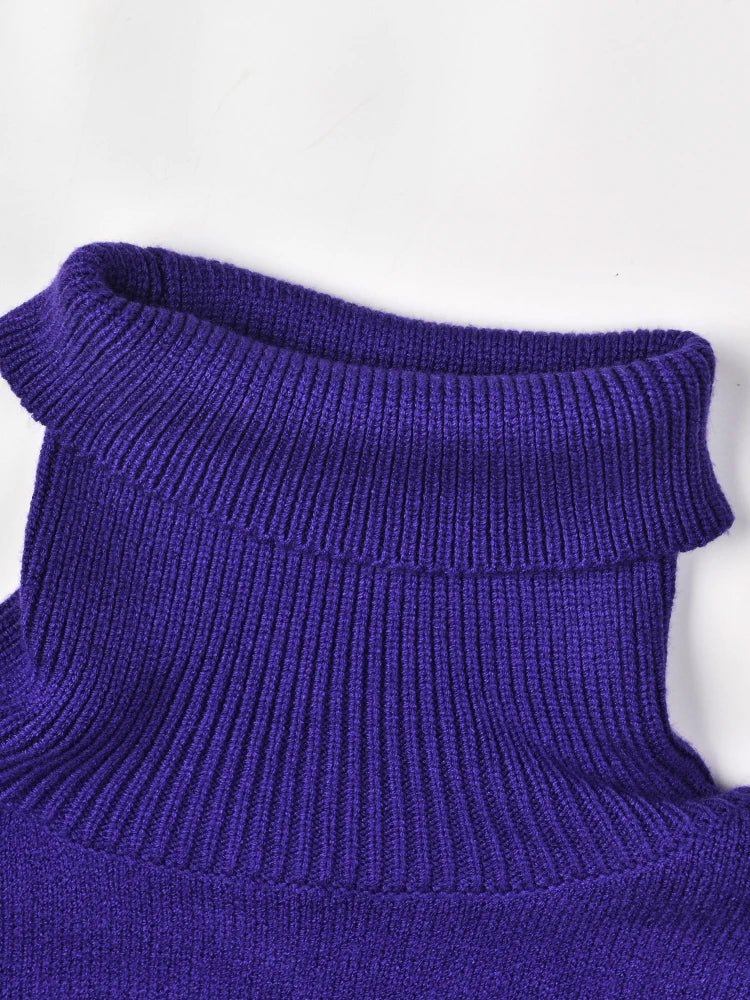 Purple Turtleneck Loose Knit Sweater