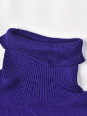 Purple Turtleneck Loose Knit Sweater