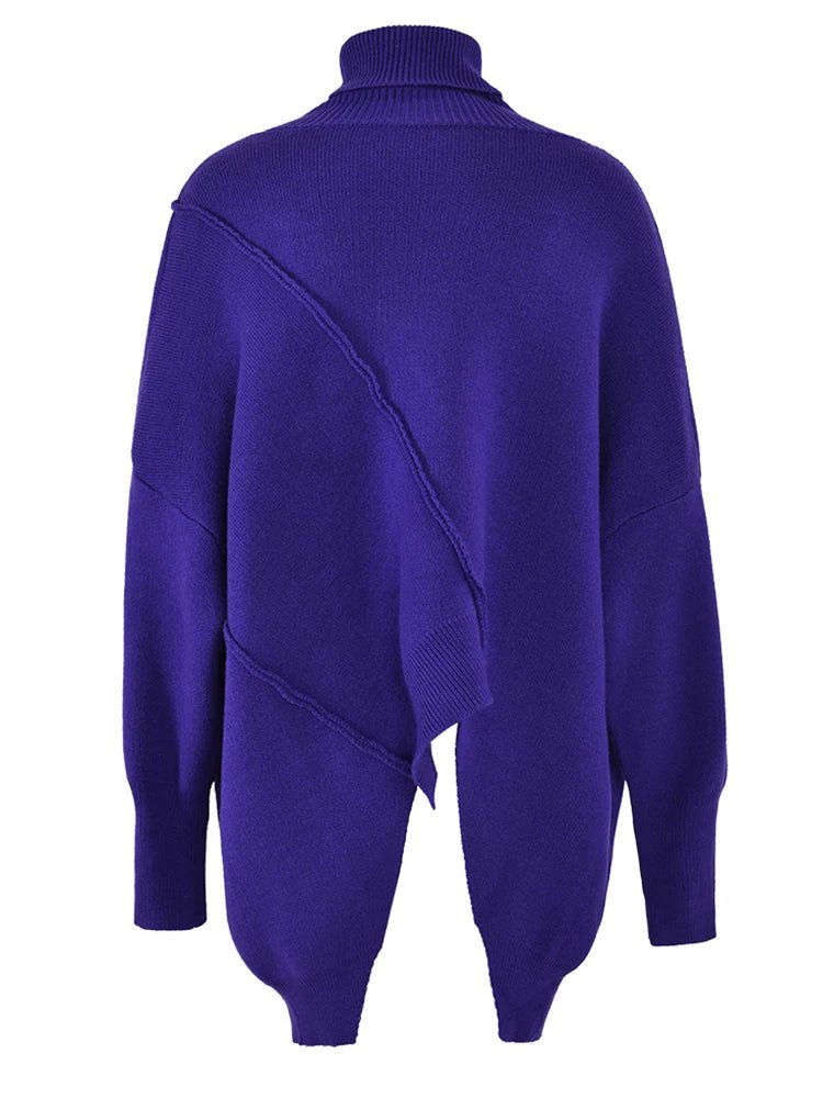 Purple Turtleneck Loose Knit Sweater