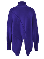 Purple Turtleneck Loose Knit Sweater