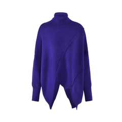 Purple Turtleneck Loose Knit Sweater