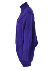 Purple Turtleneck Loose Knit Sweater