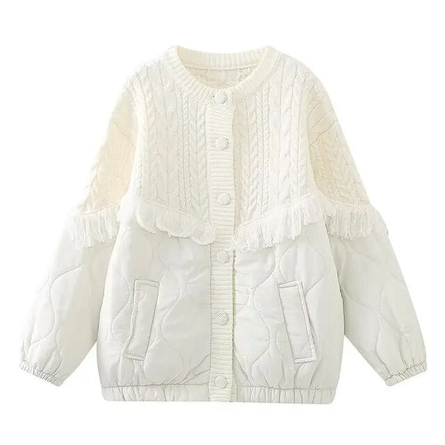 Quilted Fringe Thick Jacket