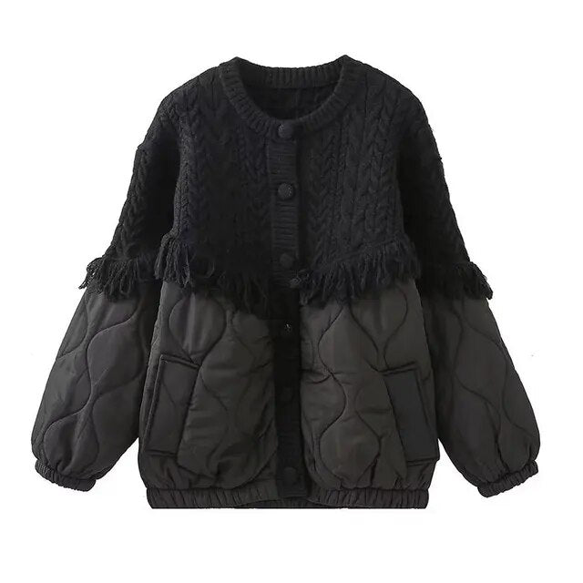 Quilted Fringe Thick Jacket