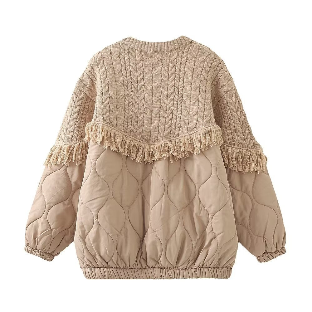 Quilted Fringe Thick Jacket
