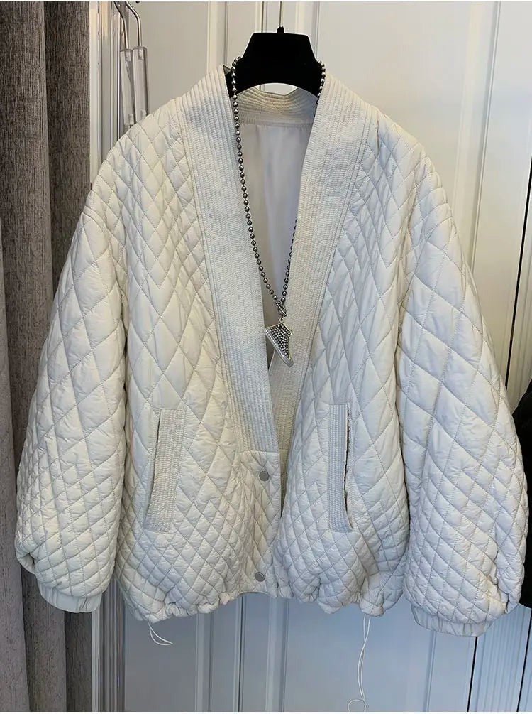 Quilted Sash Lapel Drawstring Jacket