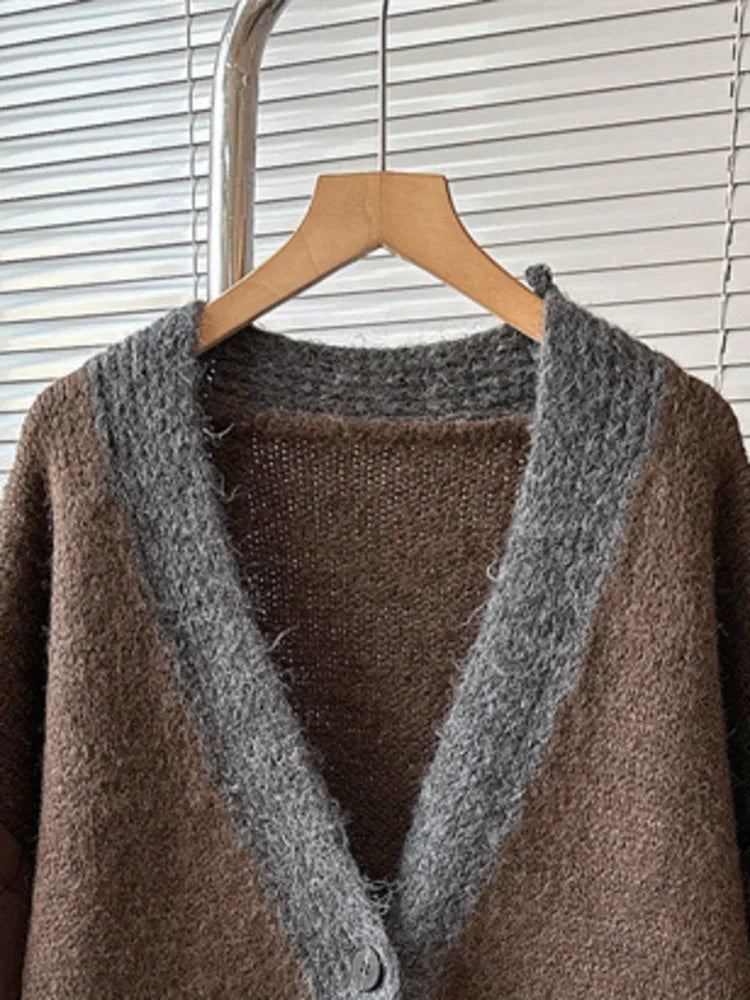 Quilted Sleeves Patchwork Thick Cardigan