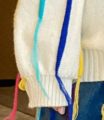Rainbow Buttons and Strings Knit Sweater