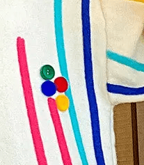 Rainbow Buttons and Strings Knit Sweater