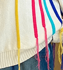 Rainbow Buttons and Strings Knit Sweater