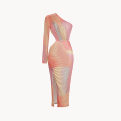 Rainbow One Shoulder Dress - @theestylishp
