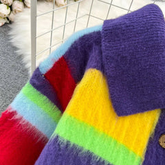 Rainbow Stripes Long Knitted Dress