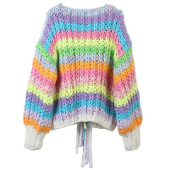Rainbow Stripes Tassels Knit Sweater