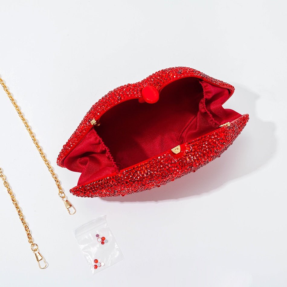 Red Lip Rhinestone Handbag