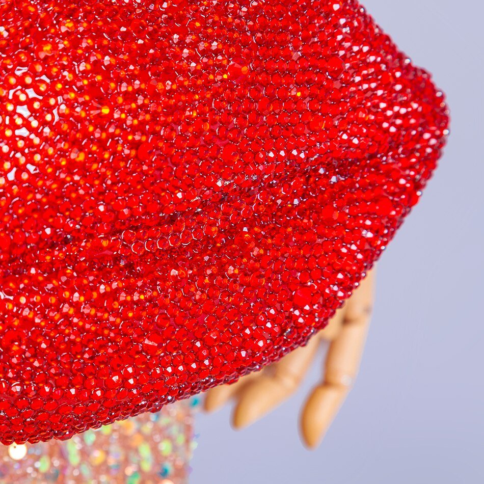 Red Lip Rhinestone Handbag