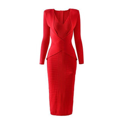 Red Wrapped Waist Bodycon Dress