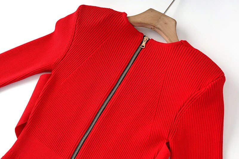 Red Wrapped Waist Bodycon Dress