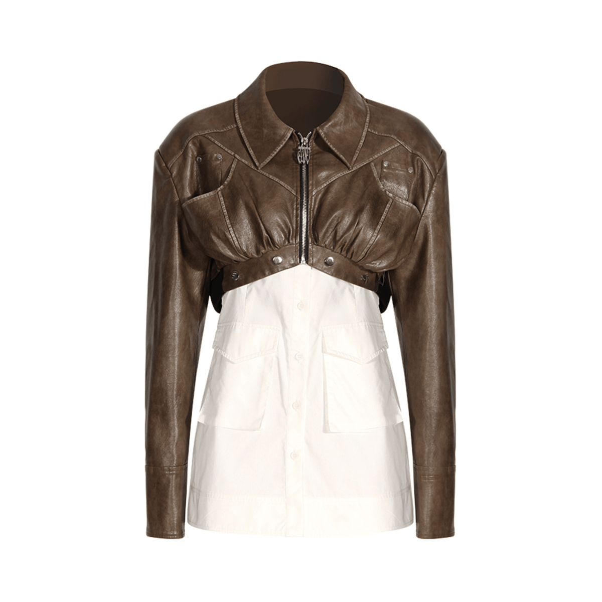 Removable Bottom Shirt Cropped Jacket