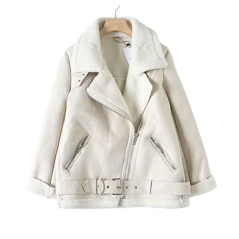 Retro Belt Faux Fur Jacket