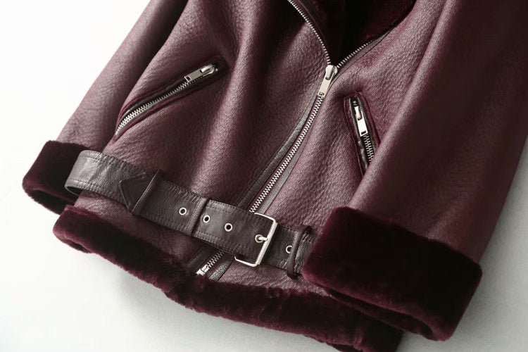 Retro Belt Faux Fur Jacket