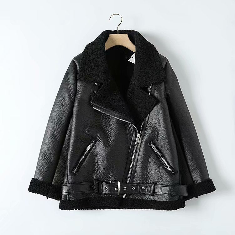 Retro Belt Faux Fur Jacket