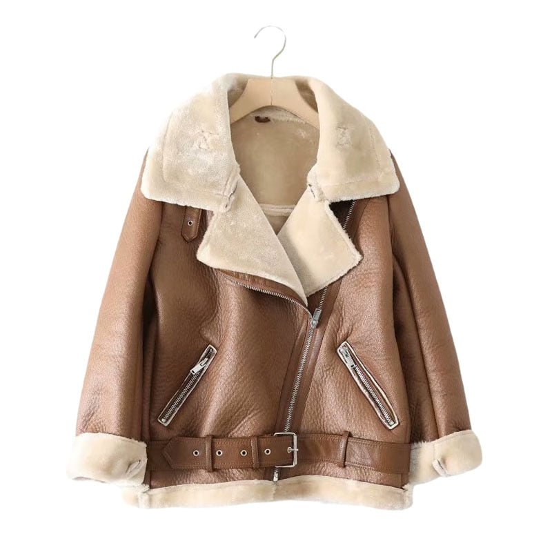 Retro Belt Faux Fur Jacket