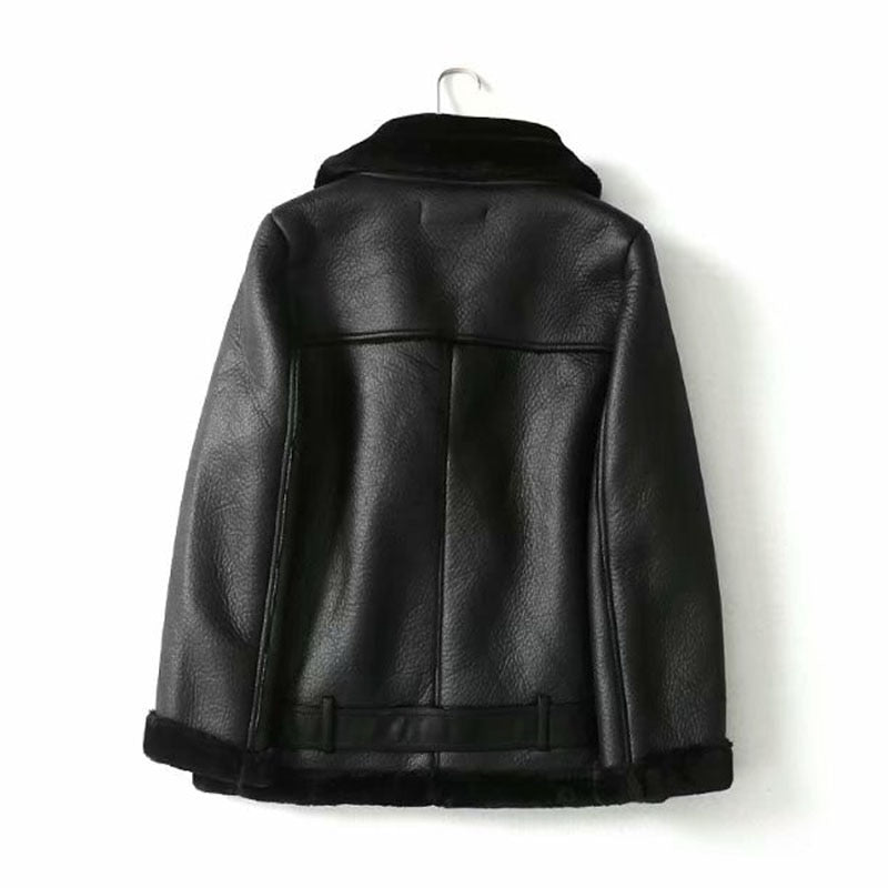 Retro Belt Faux Fur Jacket