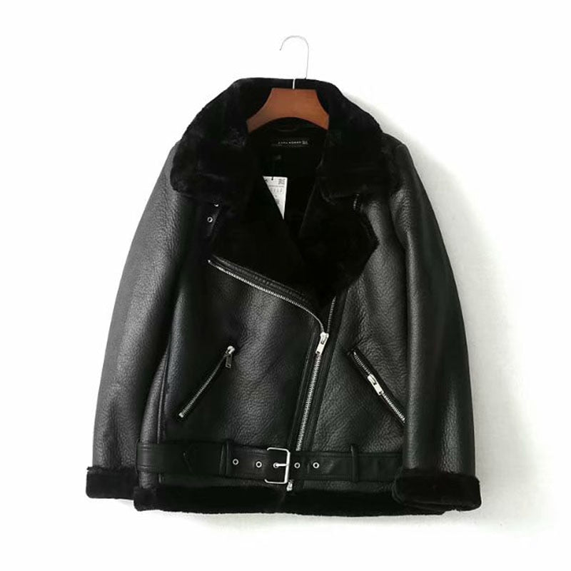 Retro Belt Faux Fur Jacket