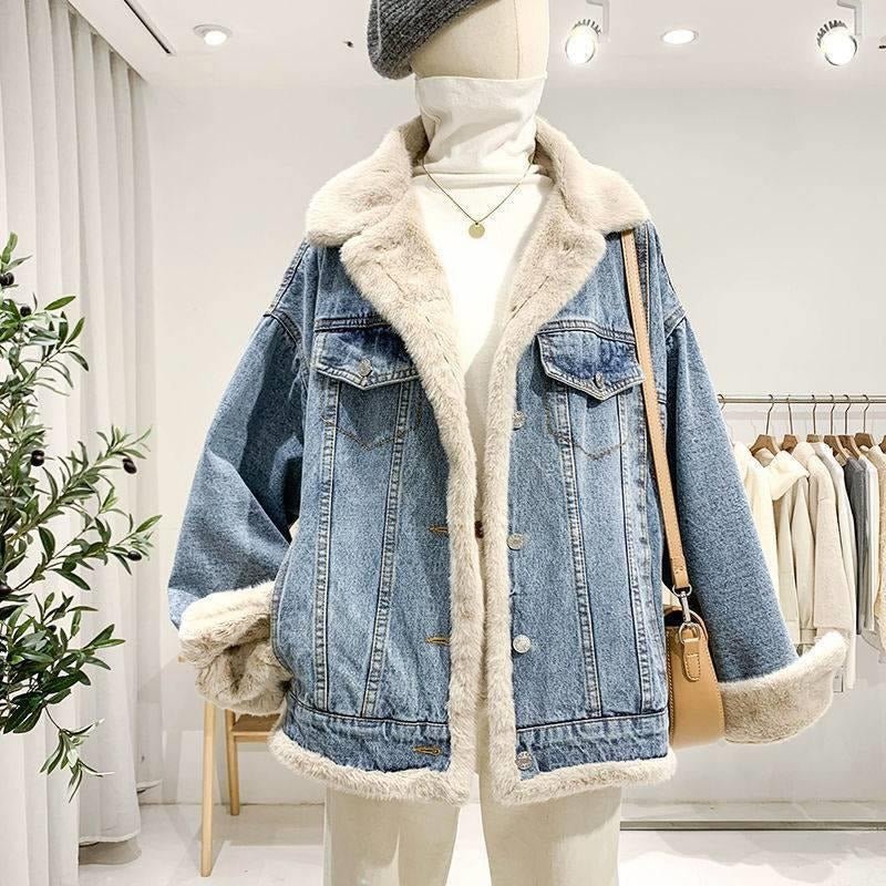 Reversible Faux Lambswool Denim Jacket