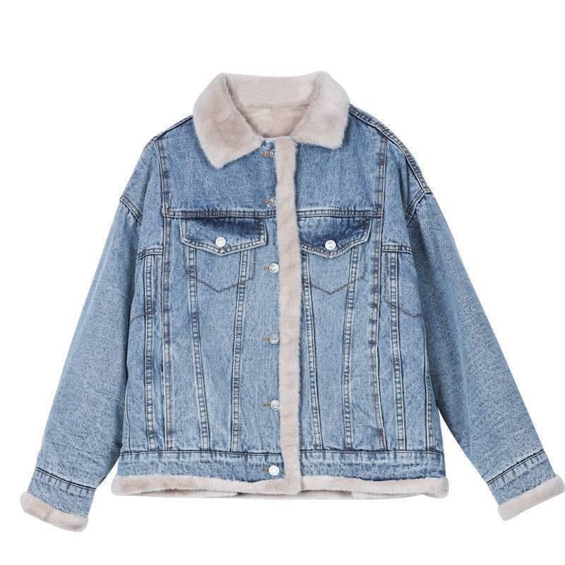 Reversible Faux Lambswool Denim Jacket