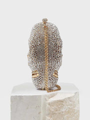 Rhinestones Encrusted Skull Head Clutch