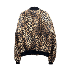 Ribbed Cuff and Collar Leopard Jacket