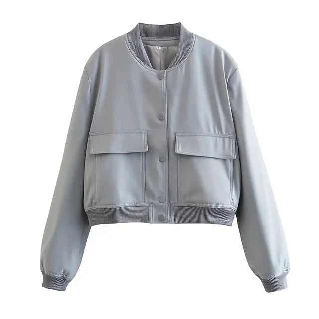 Ribbed Cuffs Stand Collar Jackets