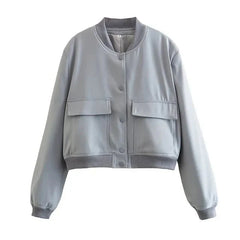 Ribbed Cuffs Stand Collar Jackets