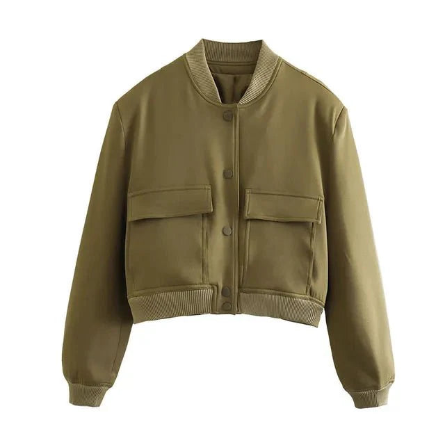 Ribbed Cuffs Stand Collar Jackets