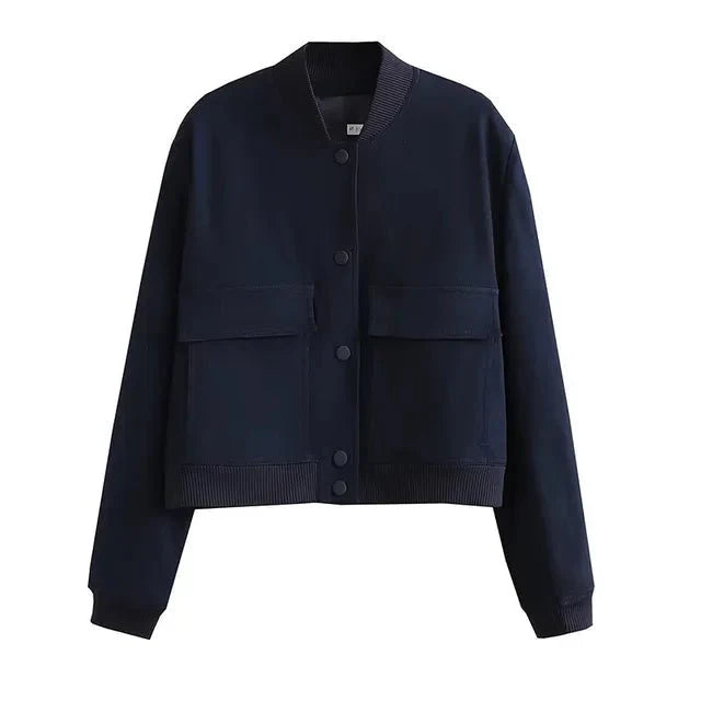 Ribbed Cuffs Stand Collar Jackets