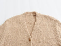 Ribbed Pockets Knitted Short Cardigan