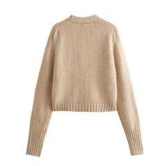 Ribbed Pockets Knitted Short Cardigan