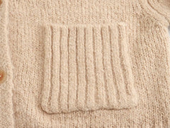 Ribbed Pockets Knitted Short Cardigan