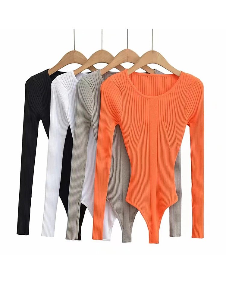 Ribbed Stretchable Knit Bodysuit