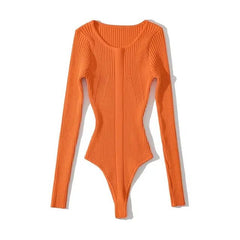 Ribbed Stretchable Knit Bodysuit