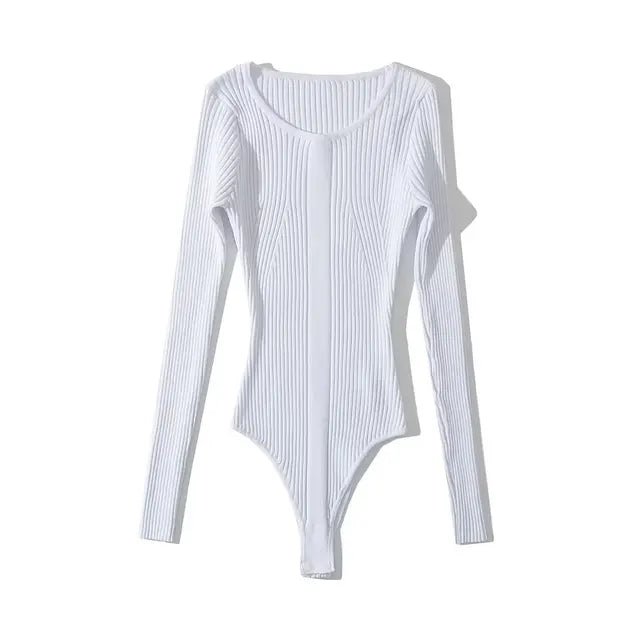 Ribbed Stretchable Knit Bodysuit