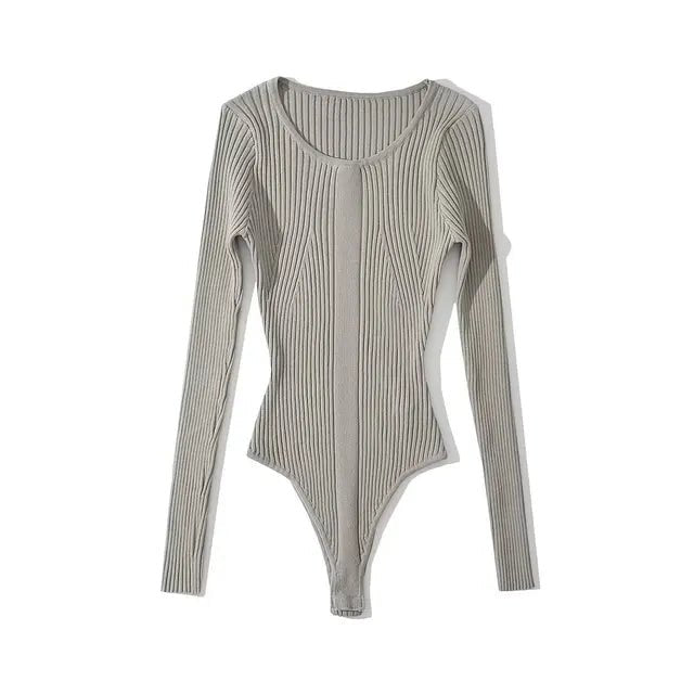 Ribbed Stretchable Knit Bodysuit