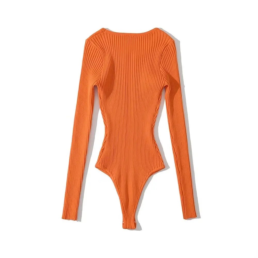 Ribbed Stretchable Knit Bodysuit